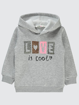 Civil Girls Love Nakışlı 2-5 Yaş Sweatshirt - Gri