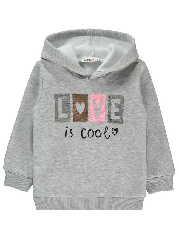Civil Girls Love Nakışlı 2-5 Yaş Sweatshirt - Gri