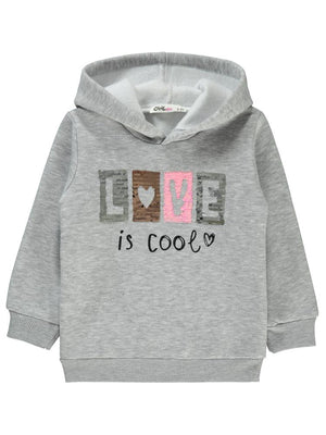 Civil Girls Love Nakışlı 2-5 Yaş Sweatshirt - Gri