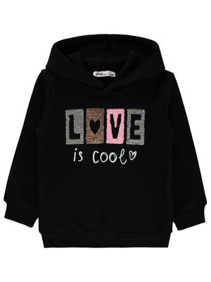 Civil Girls Love Nakışlı 2-5 Yaş Sweatshirt - Siyah