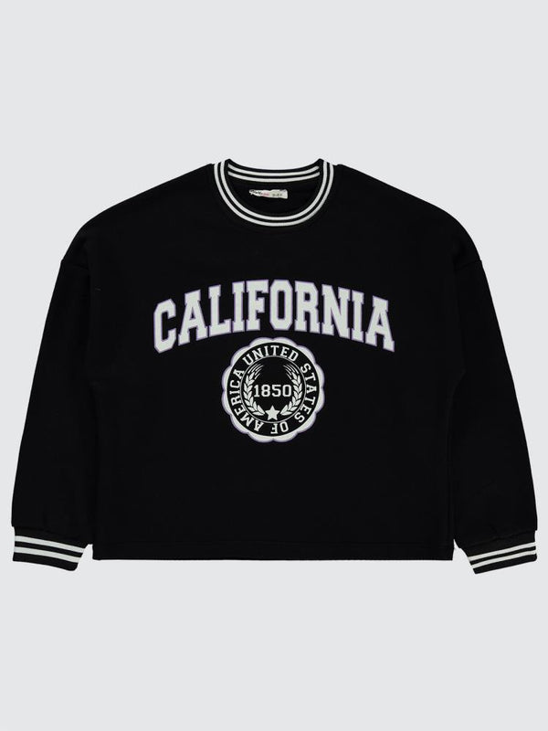 Civil Girls California Baskılı 10-13 Yaş Sweatshirt - Siyah
