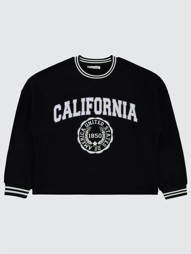Civil Girls California Baskılı 10-13 Yaş Sweatshirt - Siyah