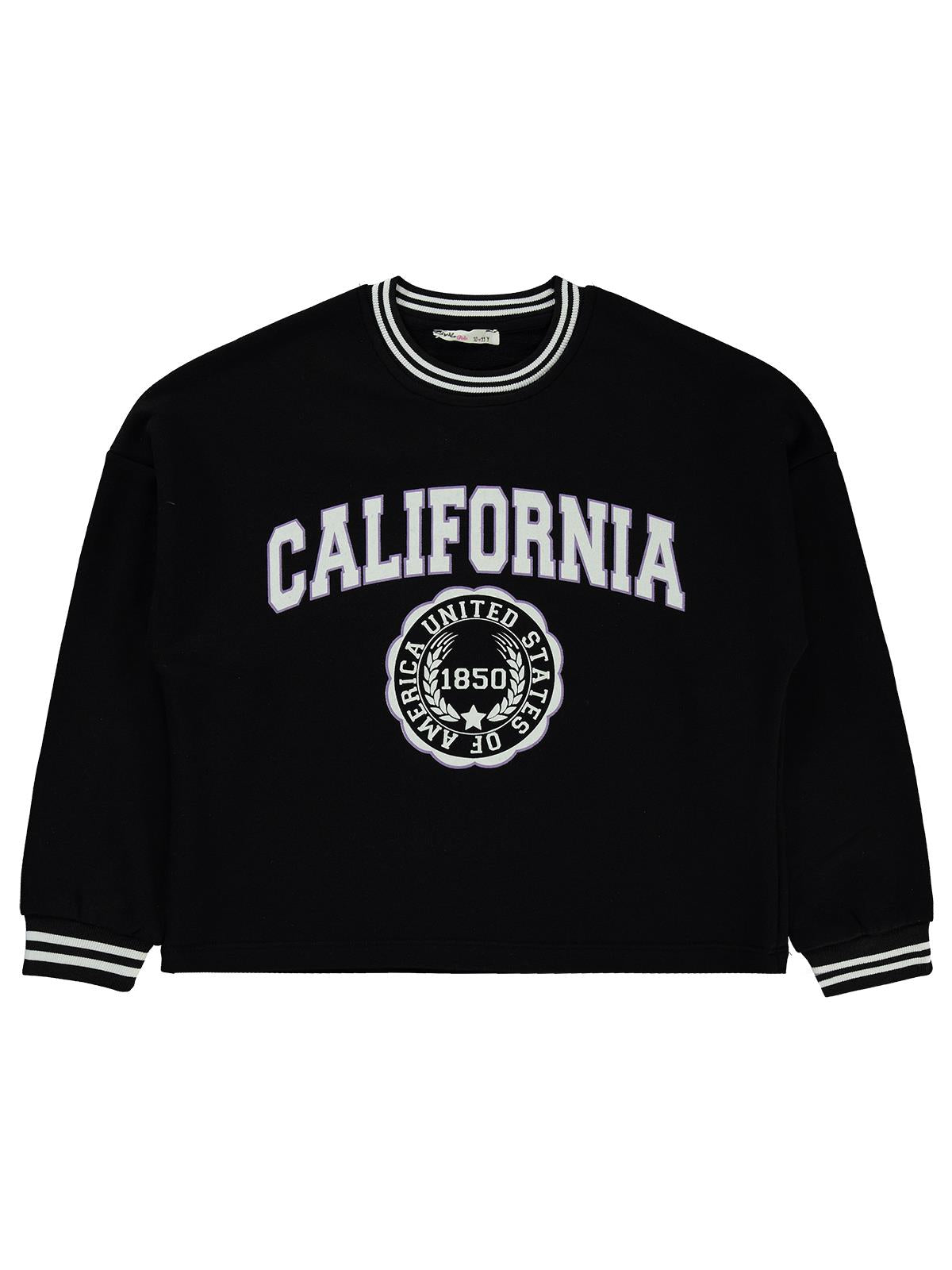 Civil Girls California Baskılı 10-13 Yaş Sweatshirt - Siyah