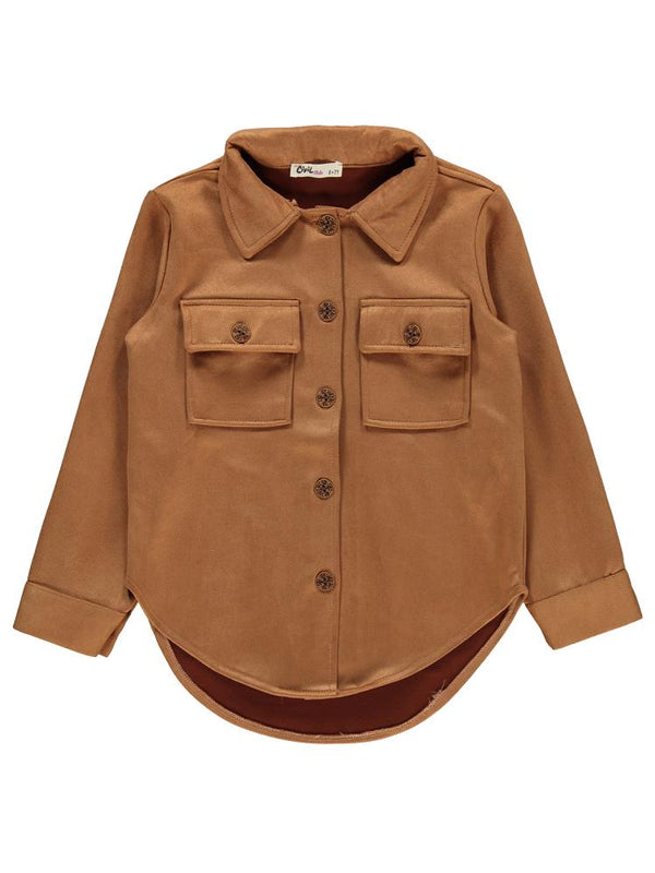 Civil Girls Büyük Cepli 6-9 Yaş Gömlek - Bej