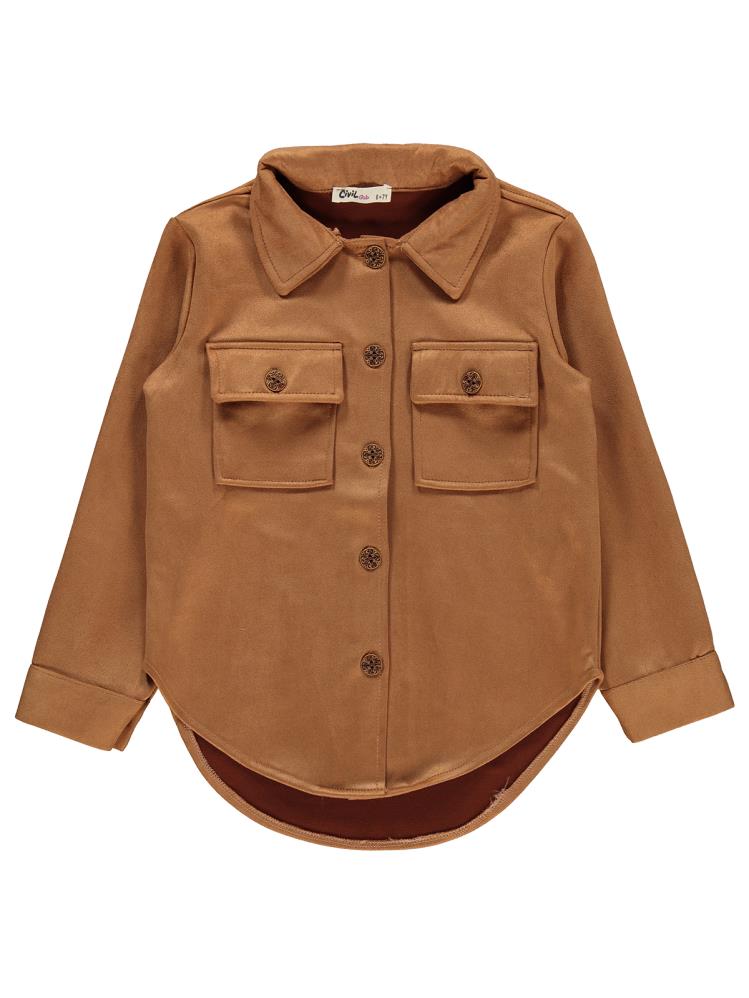 Civil Girls Büyük Cepli 10-13 Yaş Gömlek - Bej