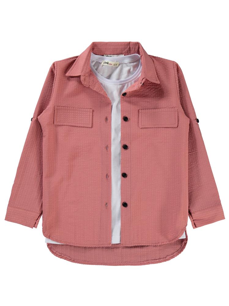 Civil Girls Sahte Cepli 10-13 Yaş Gömlek - Pembe