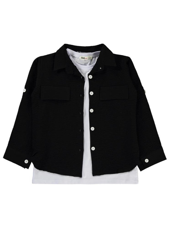 Civil Girls Sahte Cepli 6-9 Yaş Gömlek - Siyah