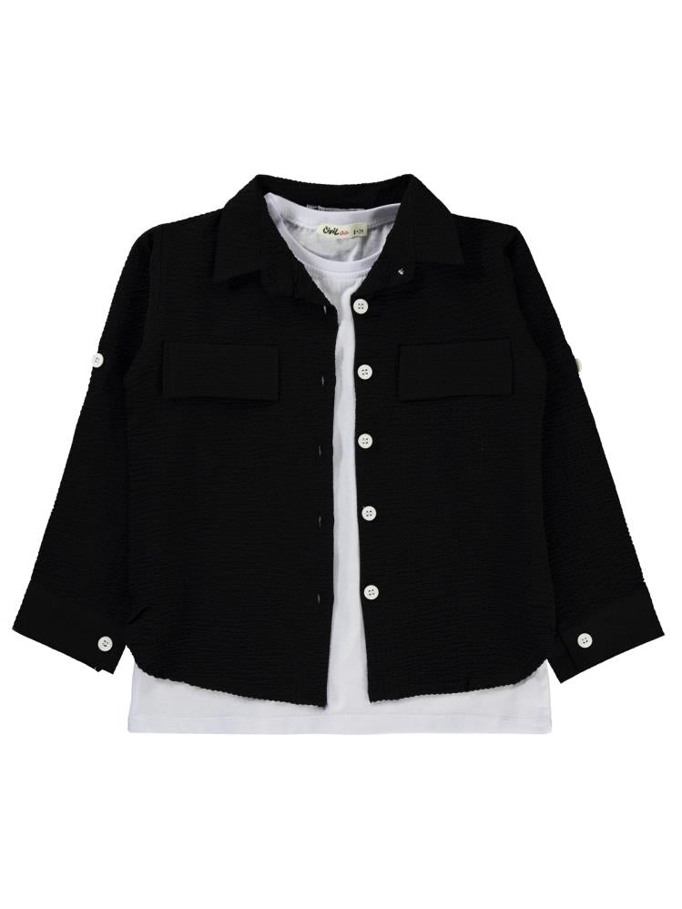 Civil Girls Sahte Cepli 6-9 Yaş Gömlek - Siyah