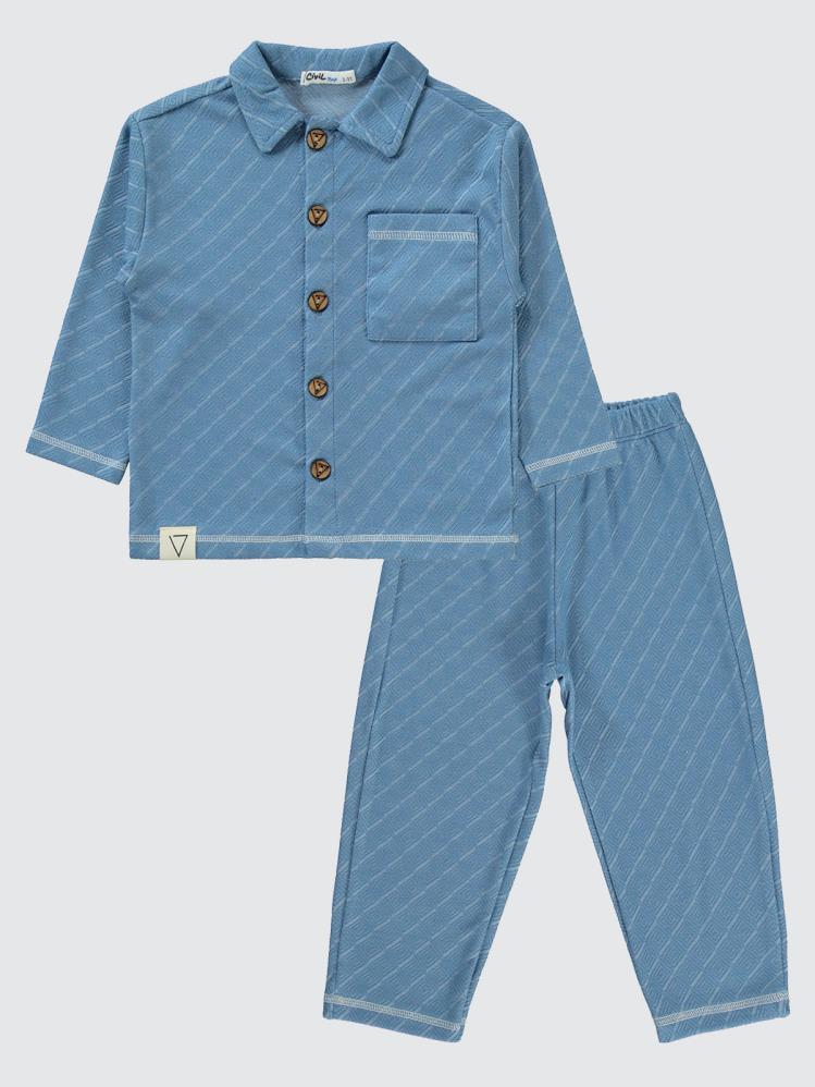 Civil Boys Baklava Desenli 2-5 Yaş Pijama Takımı - Mavi