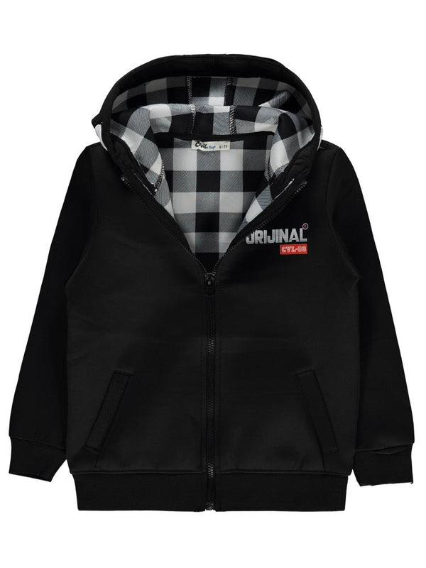 Civil Boys Orjınal Baskılı 6-9 Yaş Hırka - Siyah