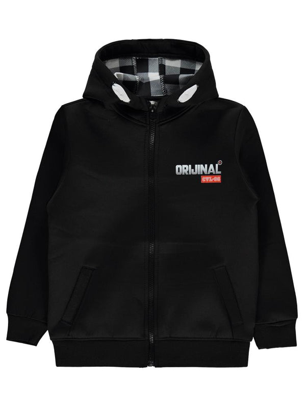 Civil Boys Orjınal Baskılı 6-9 Yaş Hırka - Siyah