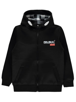 Civil Boys Orjınal Baskılı 6-9 Yaş Hırka - Siyah