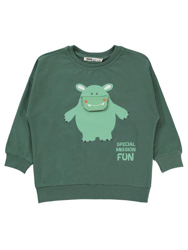 Civil Boys Specıal Mıssıon Fun Baskılı 2-5 Yaş Sweatshirt - Haki