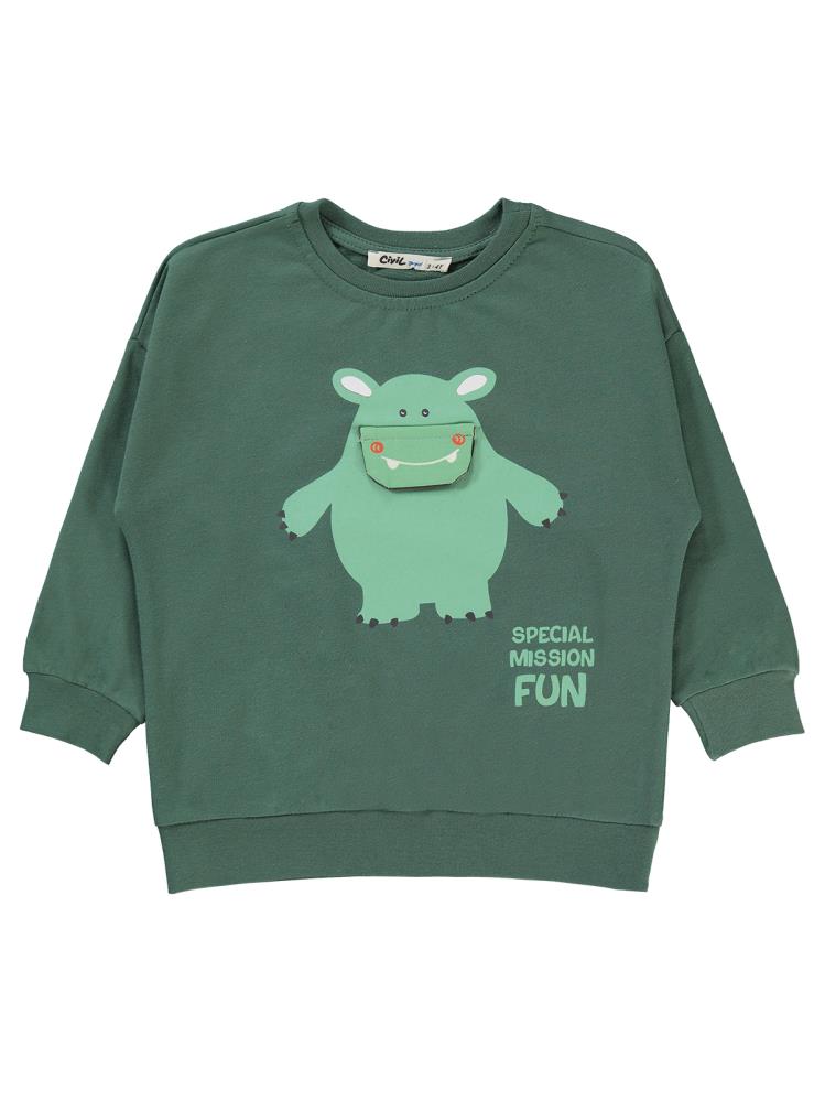 Civil Boys Specıal Mıssıon Fun Baskılı 2-5 Yaş Sweatshirt - Haki