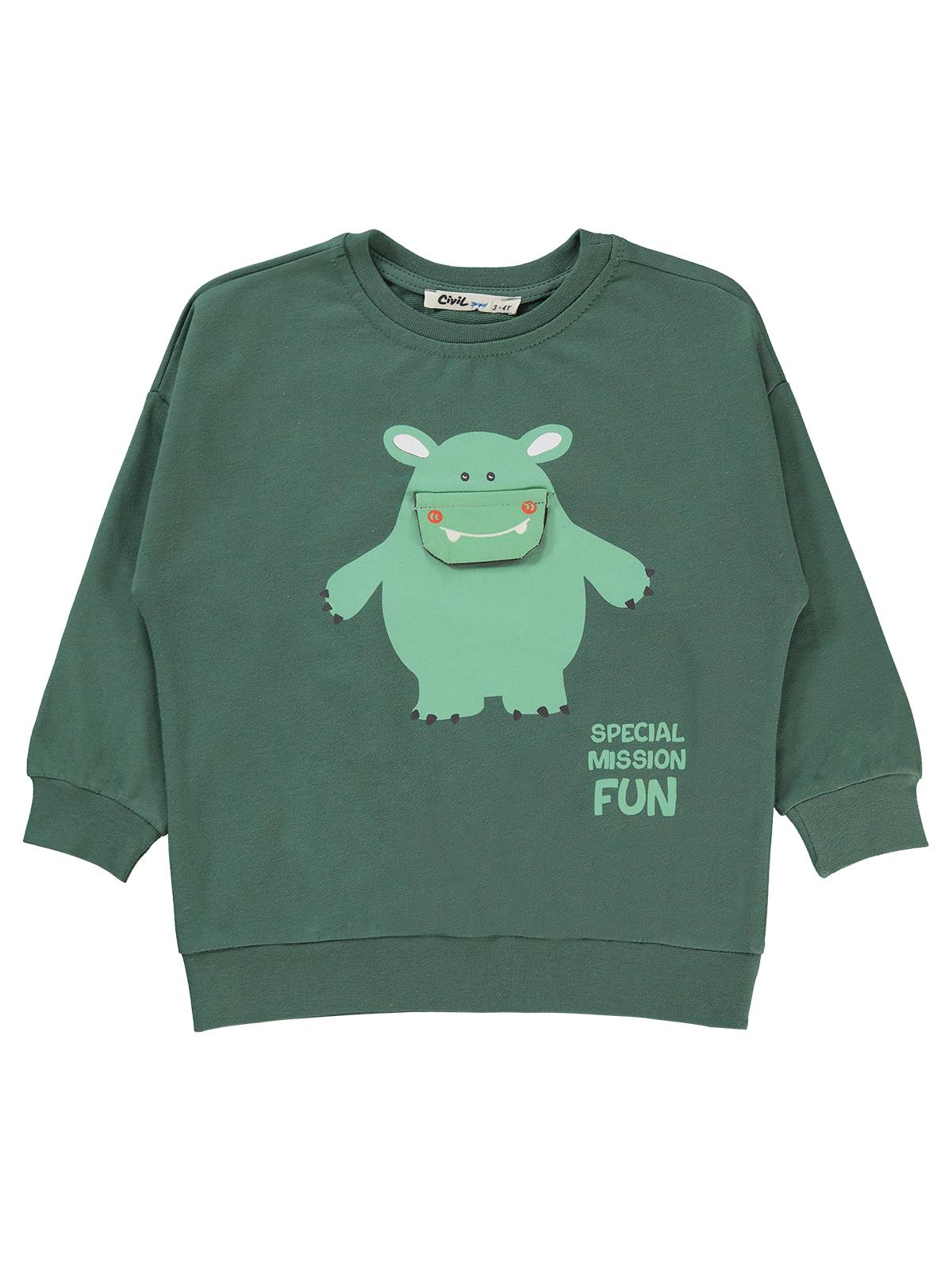 Civil Boys Specıal Mıssıon Fun Baskılı 2-5 Yaş Sweatshirt - Haki