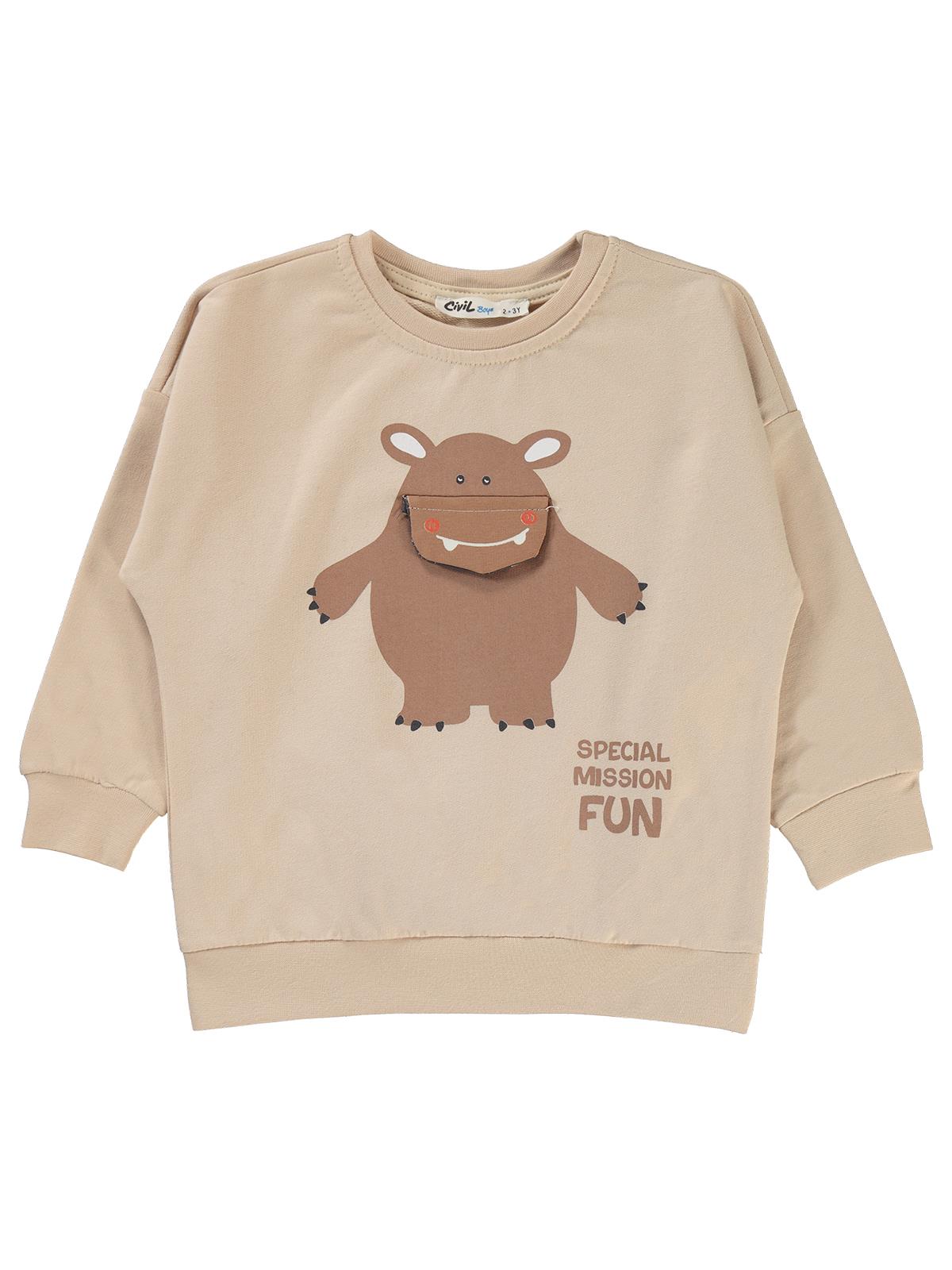 Civil Boys Specıal Mıssıon Fun Baskılı 2-5 Yaş Sweatshirt - Bej