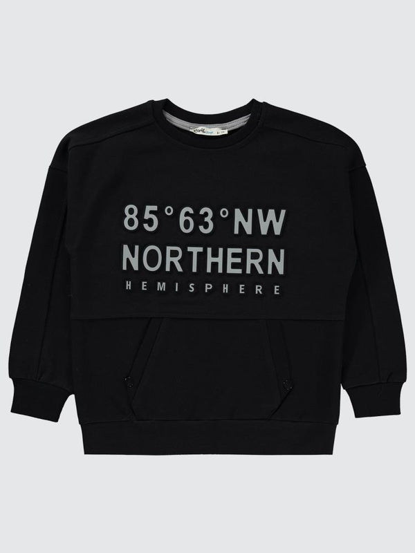 Civil Boys Northern Baskılı 6-9 Yaş Sweatshirt - Siyah