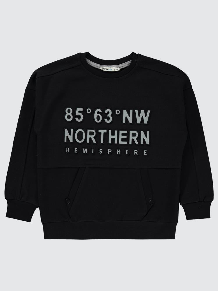 Civil Boys Northern Baskılı 6-9 Yaş Sweatshirt - Siyah