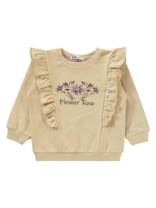Civil Girls Flower Row Baskılı 2-5 Yaş Eşofman Takımı - Lila