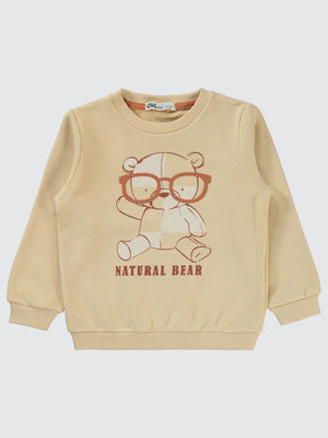 Civil Boys Natural Bear Baskılı 2-5 Yaş Sweatshirt - Bej