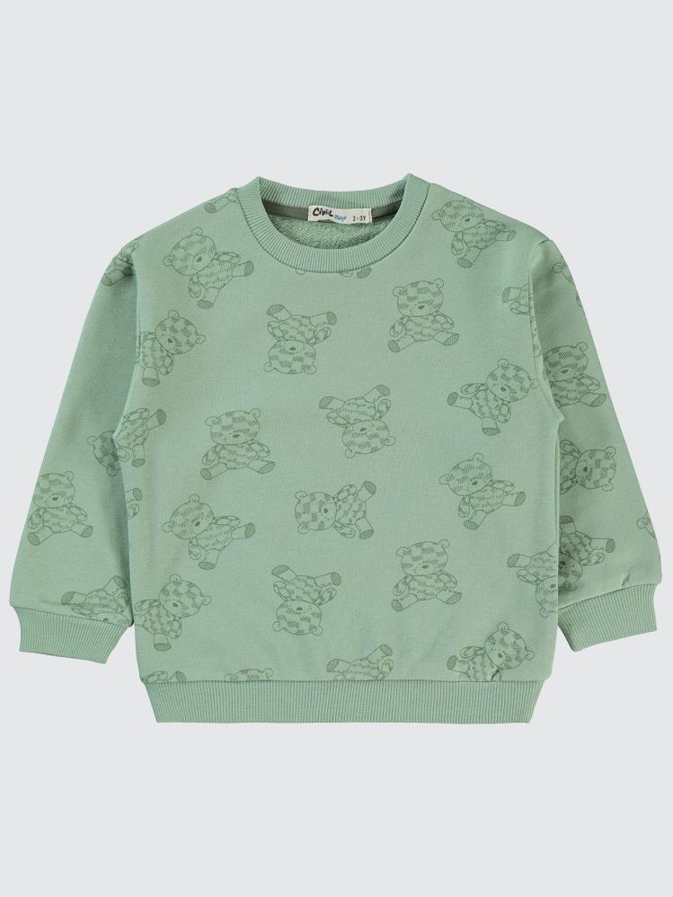 Civil Boys Ayıcık Baskılı 2-5 Yaş Sweatshirt - Haki