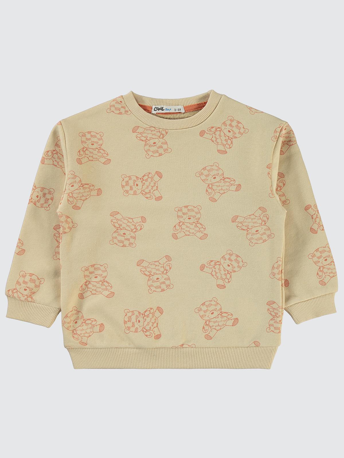 Civil Boys Ayıcık Baskılı 2-5 Yaş Sweatshirt - Bej