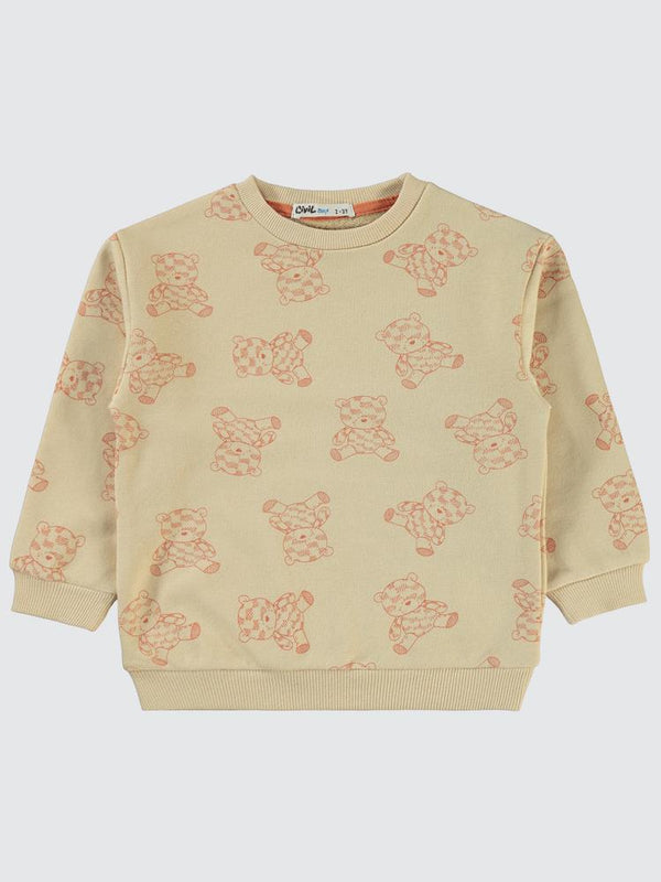 Civil Boys Ayıcık Baskılı 2-5 Yaş Sweatshirt - Bej