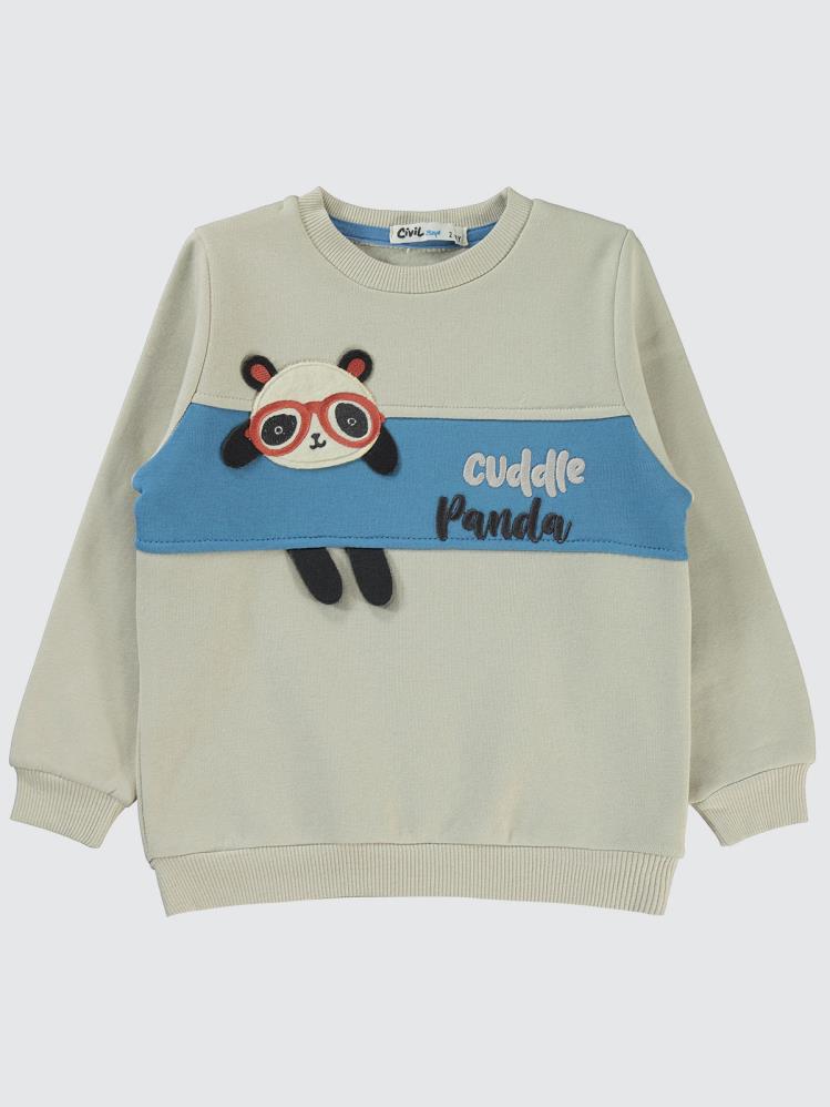 Civil Boys Cuddle Panda Baskılı 2-5 Yaş Sweatshirt - Bej