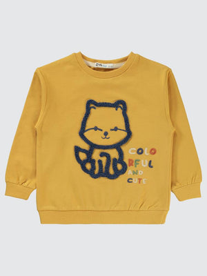 Civil Boys Kedi Nakışlı 2-5 Yaş Sweatshirt - Hardal
