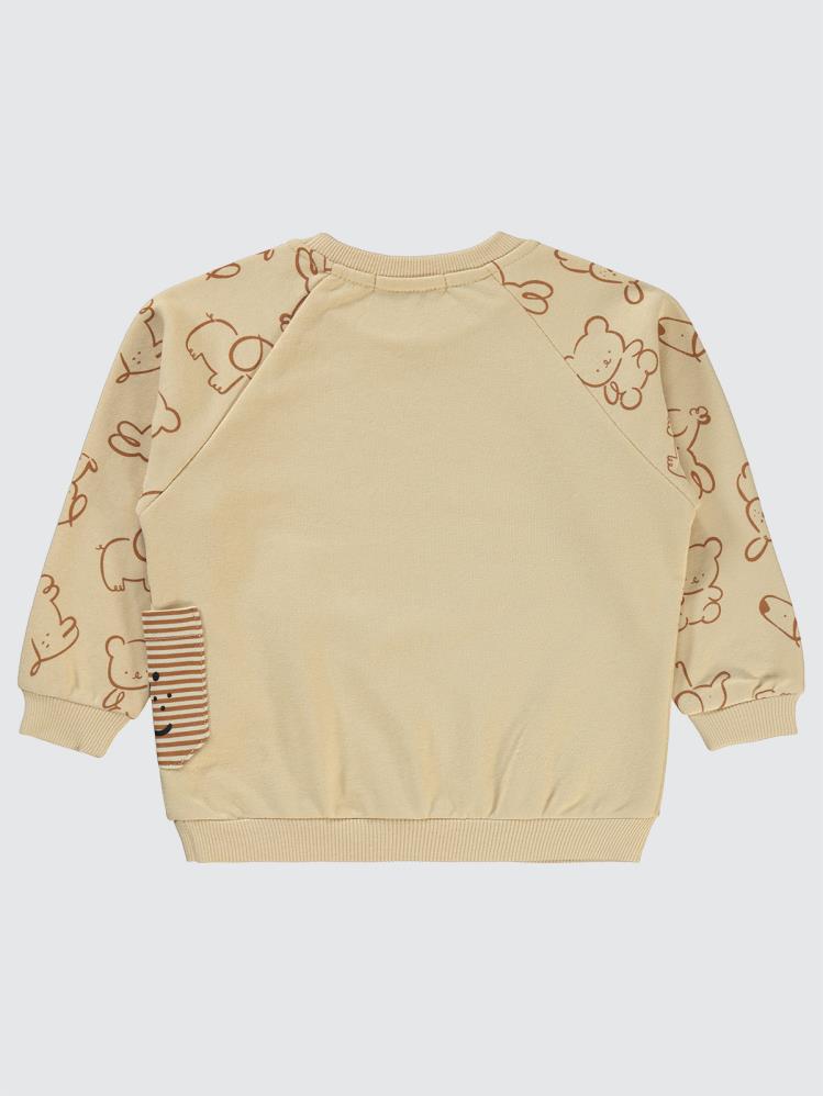 Civil Boys Hayvan Baskılı 2-5 Yaş Sweatshirt - Bej