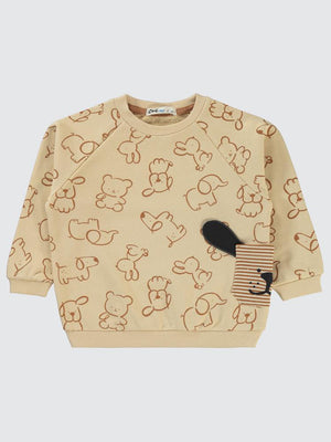 Civil Boys Hayvan Baskılı 2-5 Yaş Sweatshirt - Gri