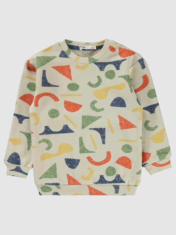 Civil Boys Geometrik Desenli 2-5 Yaş Sweatshirt - Bej