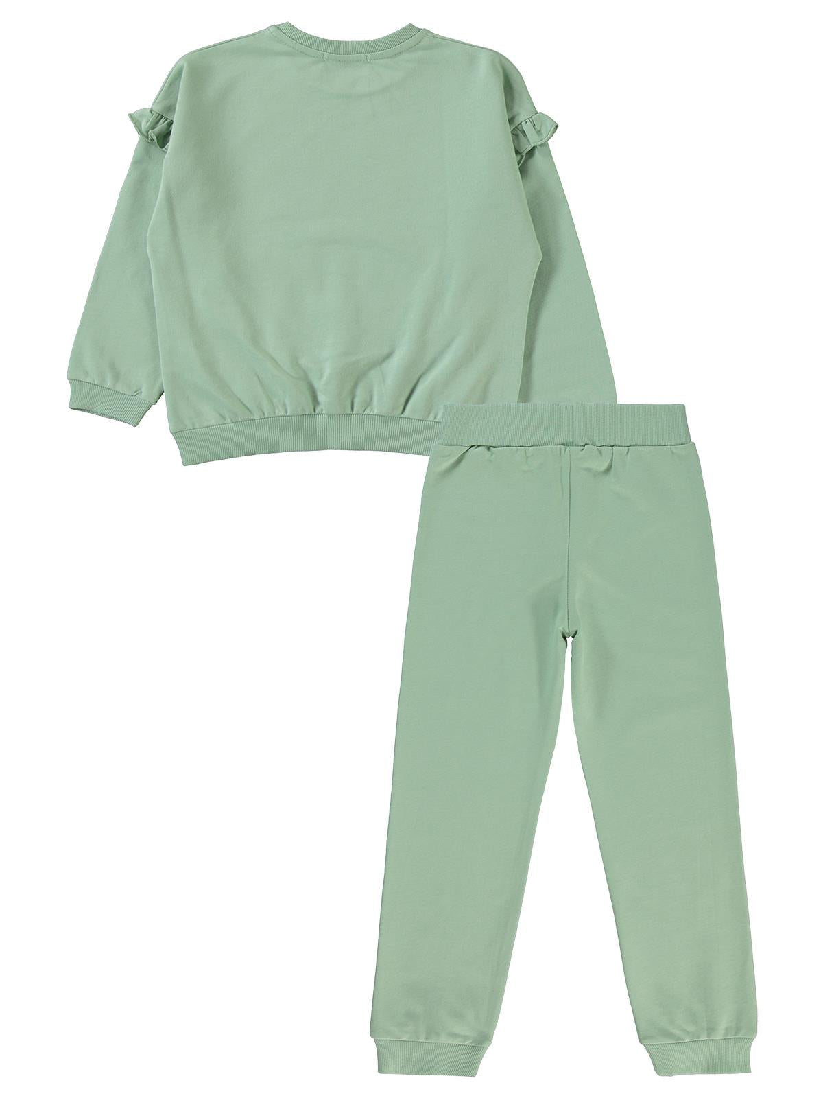 Civil Girls Flowers Baskılı 6-9 Yaş Eşofman Takımı - Yeşil