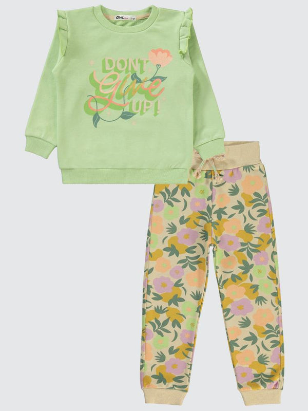 Civil Girls Floral Baskılı 2-5 Yaş Eşofman Takımı - Yeşil