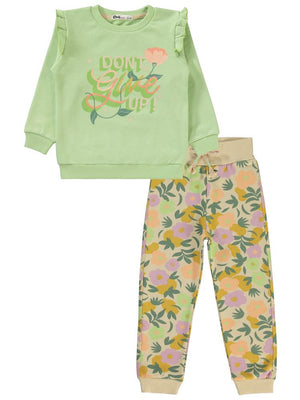 Civil Girls Floral Baskılı 2-5 Yaş Eşofman Takımı - Yeşil