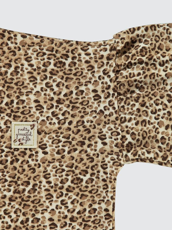 Civil Girls Leopar Desenli  6-9 Yaş Eşofman Takımı - Kahverengi