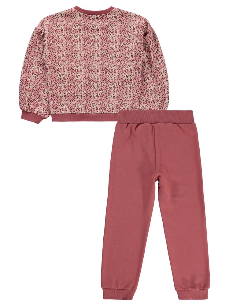 Civil Girls Leopar Desenli  6-9 Yaş Eşofman Takımı - Pudra