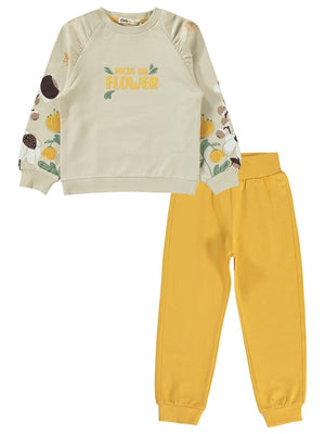 Civil Girls Focus On Baskılı 2-5 Yaş Eşofman Takımı - Hardal