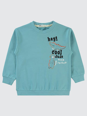 Civil Boys Timsah Baskılı 2-5 Yaş Sweatshirt - Mavi
