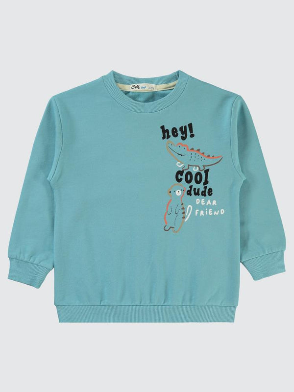 Civil Boys Timsah Baskılı 2-5 Yaş Sweatshirt - Mavi