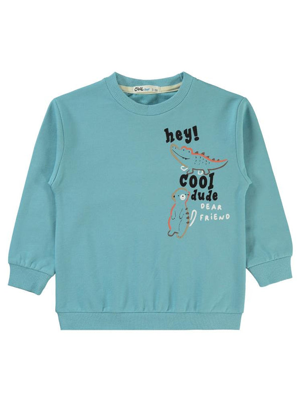 Civil Boys Timsah Baskılı 2-5 Yaş Sweatshirt - Mavi