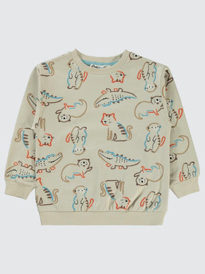 Civil Boys Timsah Baskılı 2-5 Yaş Sweatshirt - Mavi