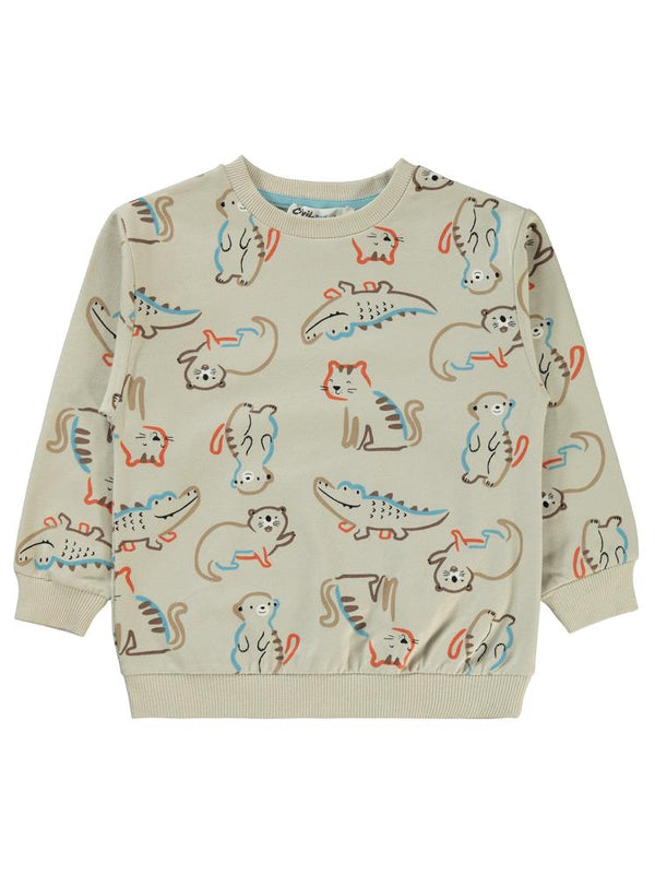 Civil Boys Timsah Baskılı 2-5 Yaş Sweatshirt - Mavi