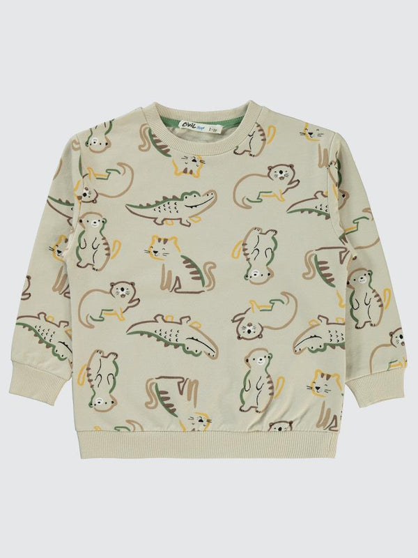 Civil Boys Timsah Baskılı 2-5 Yaş Sweatshirt - Yeşil