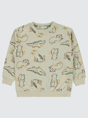 Civil Boys Timsah Baskılı 2-5 Yaş Sweatshirt - Yeşil