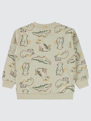 Civil Boys Timsah Baskılı 2-5 Yaş Sweatshirt - Yeşil