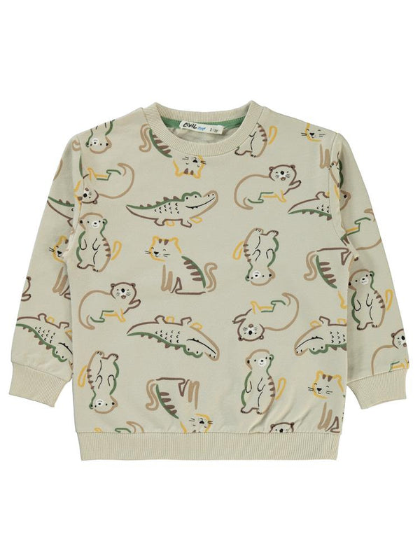 Civil Boys Timsah Baskılı 2-5 Yaş Sweatshirt - Yeşil
