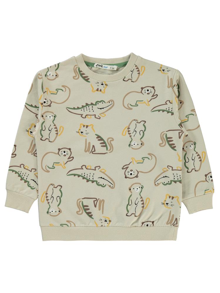 Civil Boys Timsah Baskılı 2-5 Yaş Sweatshirt - Yeşil