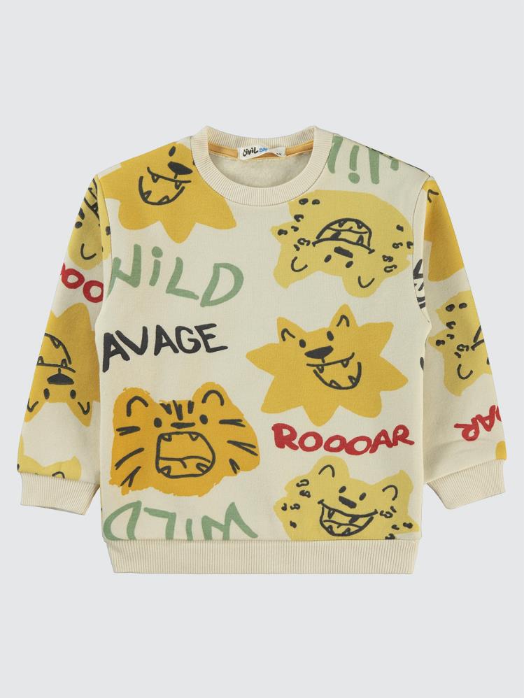 Civil Boys Wild Baskılı 2-5 Yaş Sweatshirt - Hardal