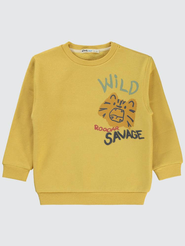 Civil Boys Vild Savage Baskılı 2-5 Yaş Sweatshirt - Hardal